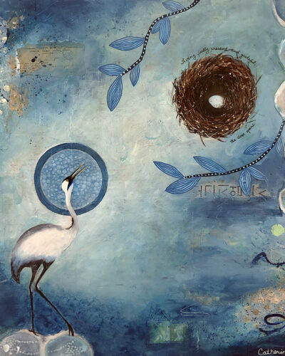 Living fully present and grateful, the door opens  - 16 x 16"